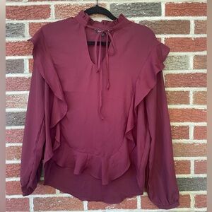Velvet Heart- Like New Maroon lightweight blouse (small).